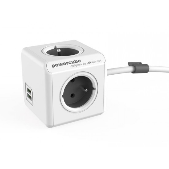 Zásuvka POWERCUBE EXTENDED USB s káblom 3m GREY