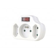 Zásuvka rozbočovacia 2x plochá + 1x okrúhla + vypínač Zásuvka rozbočovacia 2x plochá + 1x okrúhla + vypínač