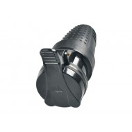 Zásuvka gumová, do vlhka, priama, IP44, čierna