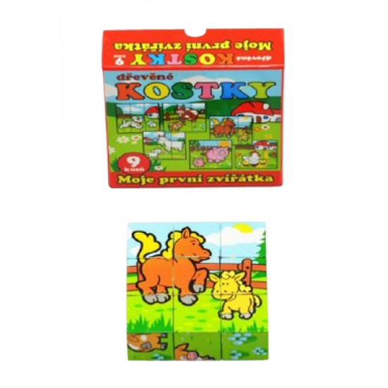 Detské kocky TEDDIES Moje prvé zvieratká drevené 9ks Detské kocky TEDDIES Moje prvé zvieratká drevené 9ks