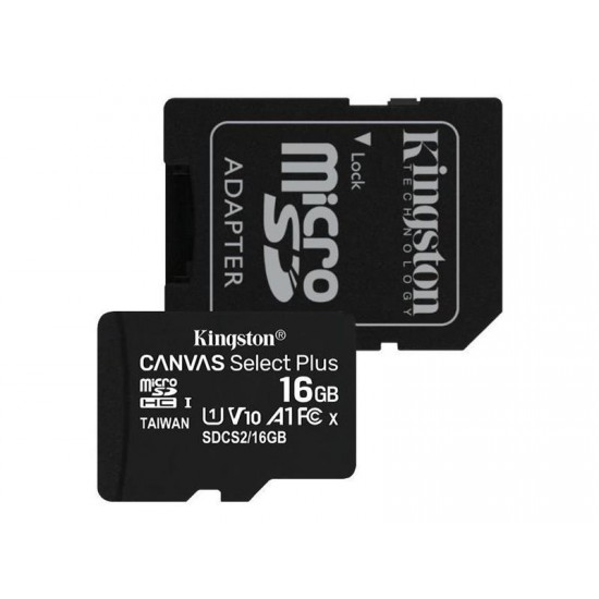 Pamäťová karta KINGSTON SDCS2/16GB micro SDHC 16GB CL10 s adaptérom Pamäťová karta KINGSTON SDCS2/16GB micro SDHC 16GB CL10 s adaptérom