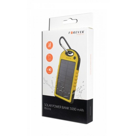 Externá batéria 5000 mAh, solárna, žltá FOREVER PB-016 Externá batéria 5000 mAh, solárna, žltá FOREVER PB-016