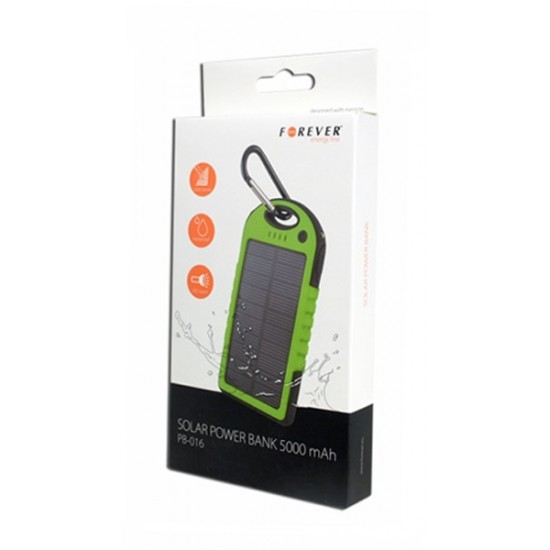 Externá batéria (PowerBank) 5000mAh, solárna, zelená FOREVER PB-016